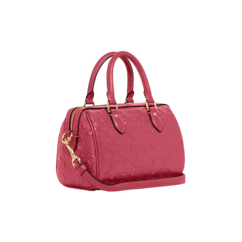 COACH Patent Leather With Smooth Leather Handbag, Shoulder Bag, Crossbody Bag Mini Women's Pink-1