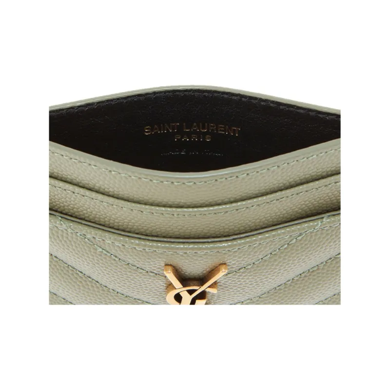 SAINT LAURENT CASSANDRE Cow Leather Card Holder Women's Mint Green-4