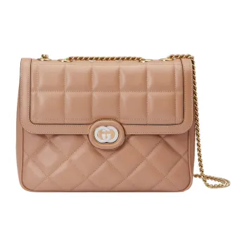 GUCCI Quilting Leather Portable Crossbody Bag Shoulder Bag Women's Rose Beige