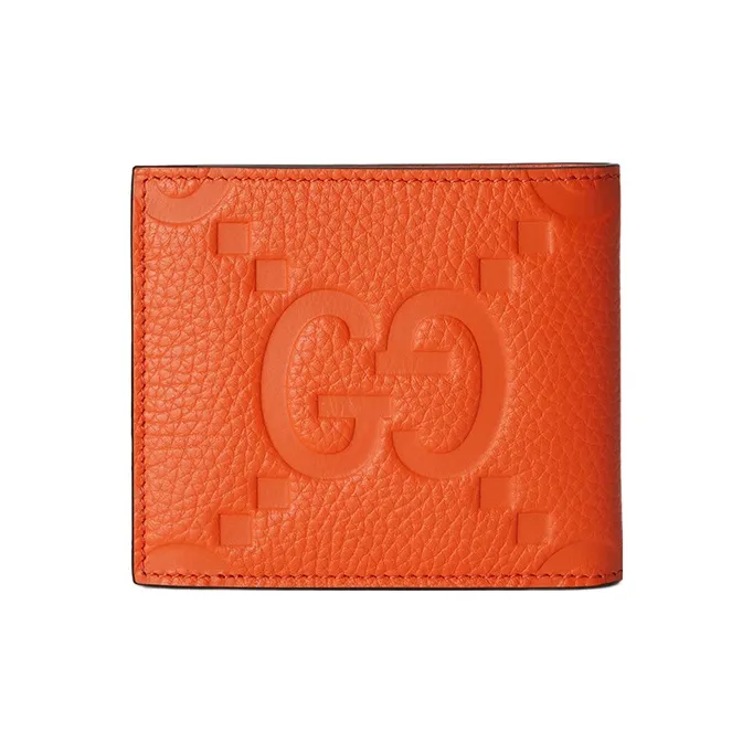GUCCI Leather Wallet Men's Orange-2