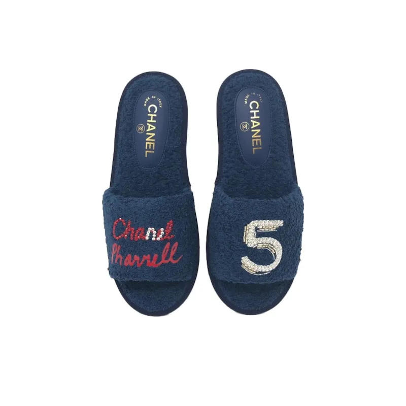 CHANEL Odor-Resistant Slide Slippers Women's Blue-2