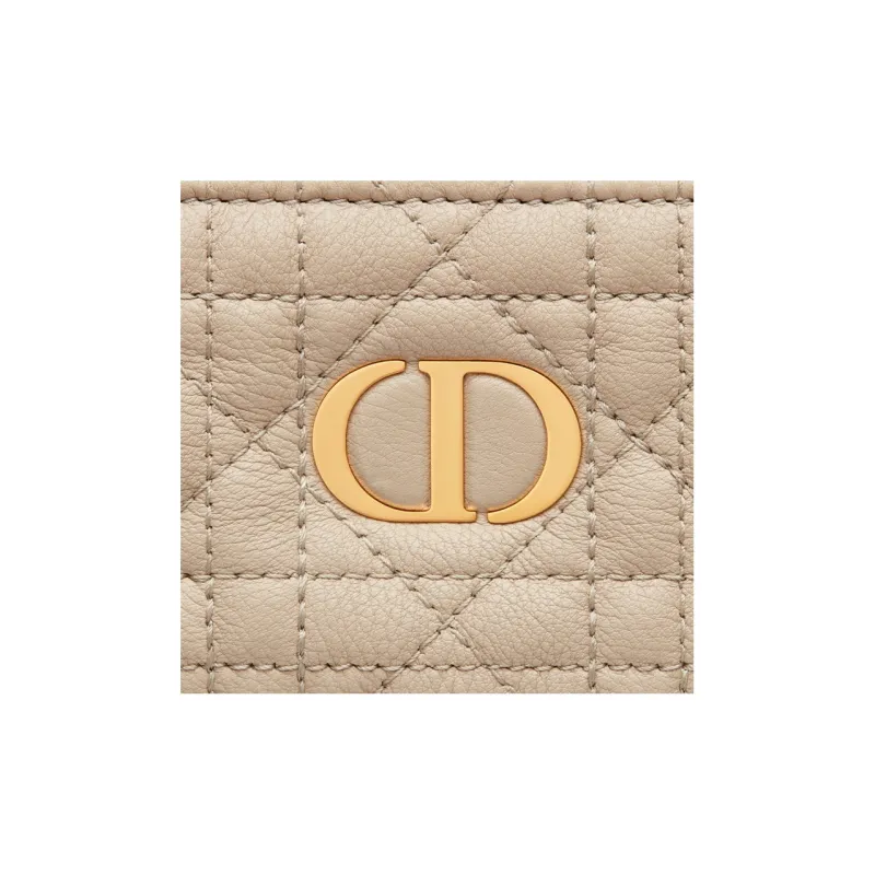 DIOR Caro Cannage Calfskin Key Pouch Women's Sand-4