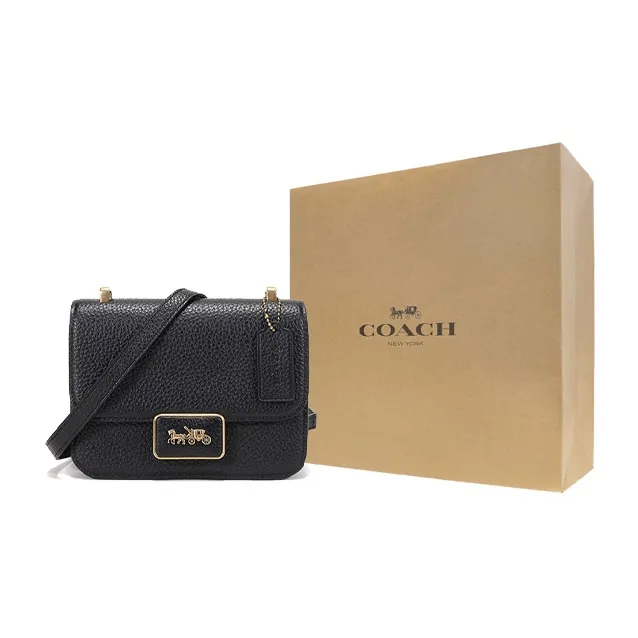 COACH Alie Leather Messenger Bag Small Square Bag Crossbody Bags Shoulder Bags Women's Black-8
