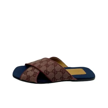 GUCCI Slide Slippers Men's Red Brown