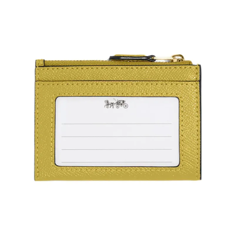 COACH Mini Id Skinny Leather Wallets Card Holders Women's Yellow Green-3