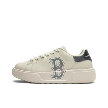 MLB Chunky Classic Boston Red Sox Anti Slip Wear Resistant Low Top Skateboard Shoes Unisex Cream Gray