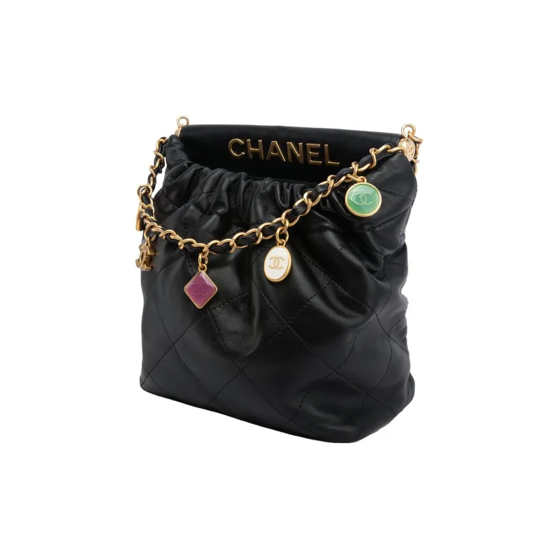 CHANEL 22Bag Lambskin Bucket Bag, Crossbody Bag, Shoulder Bag Trumpets Women's Black-1