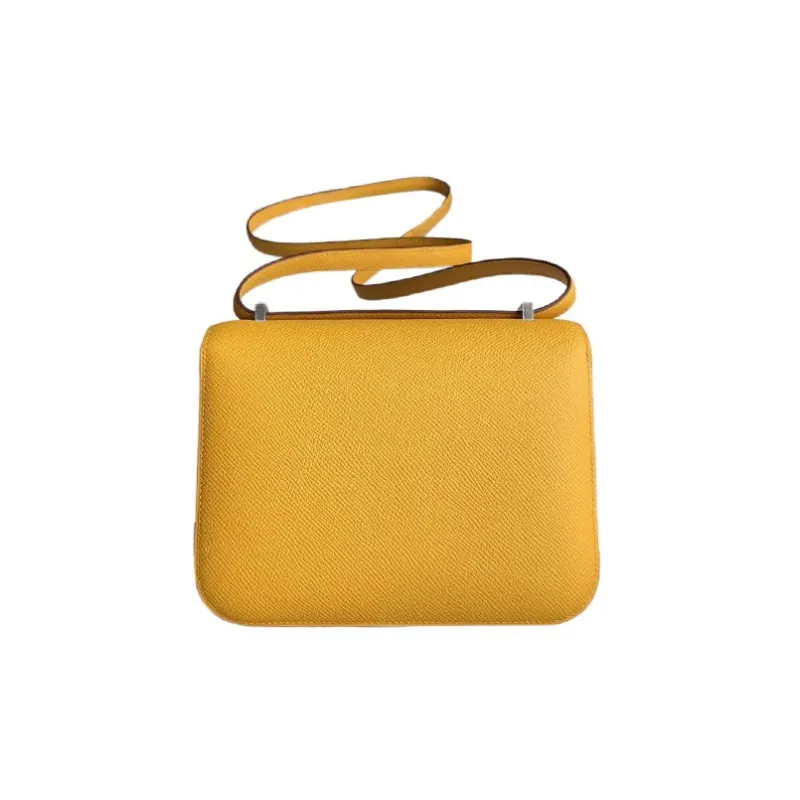 HERMES Constance Leather Shoulder Bag Crossbody Bag Mini Women's Amber Yellow/Lipstick Pink-1