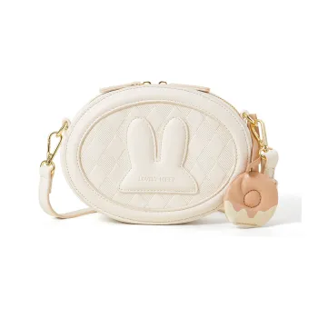 Miffy PU Small Round Bag Round Bag Shoulder Bag Crossbody Bag Small Size Women's White/Khaki