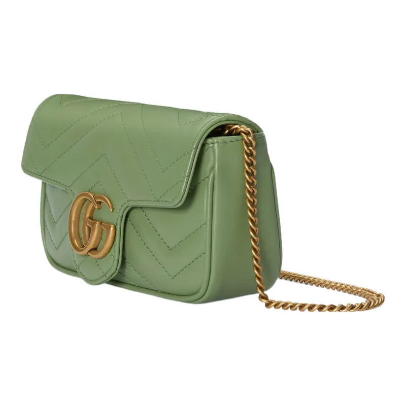 GUCCI GG Marmont Leather Shoulder Bag, Crossbody Bag Extra Mini Women's Green-2