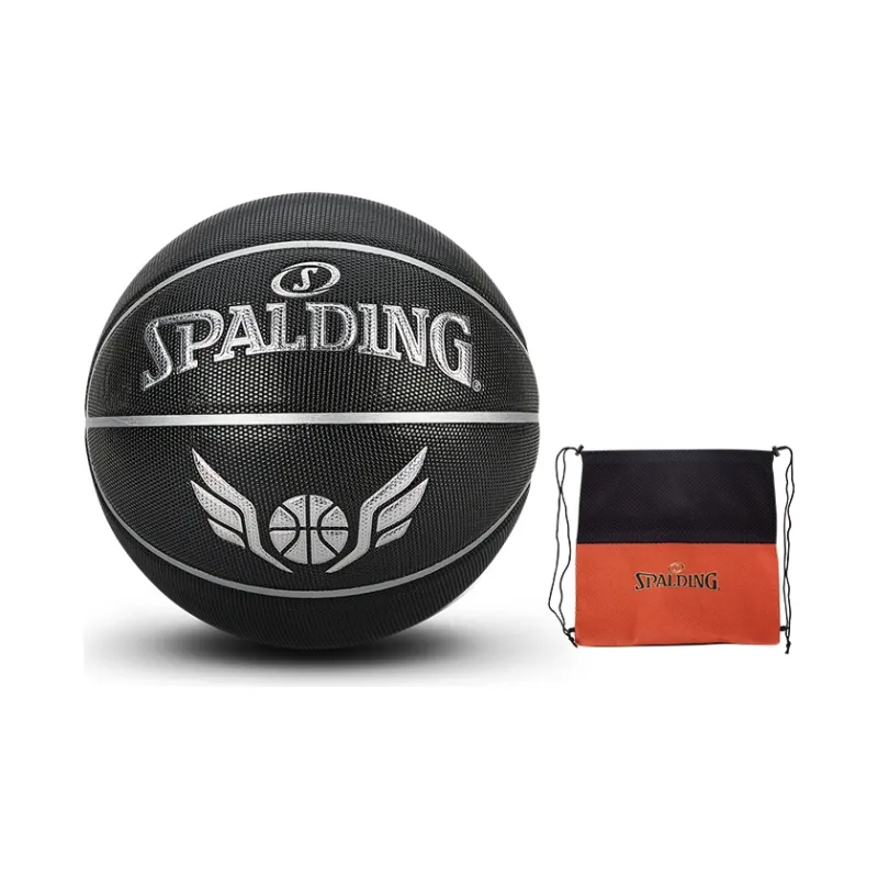 SPALDING PU Basketball Black Silver Size 7 Ball Training Unisex-9