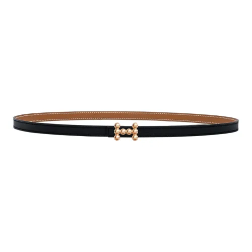 HERMES Leather Belts Women's Black Brown