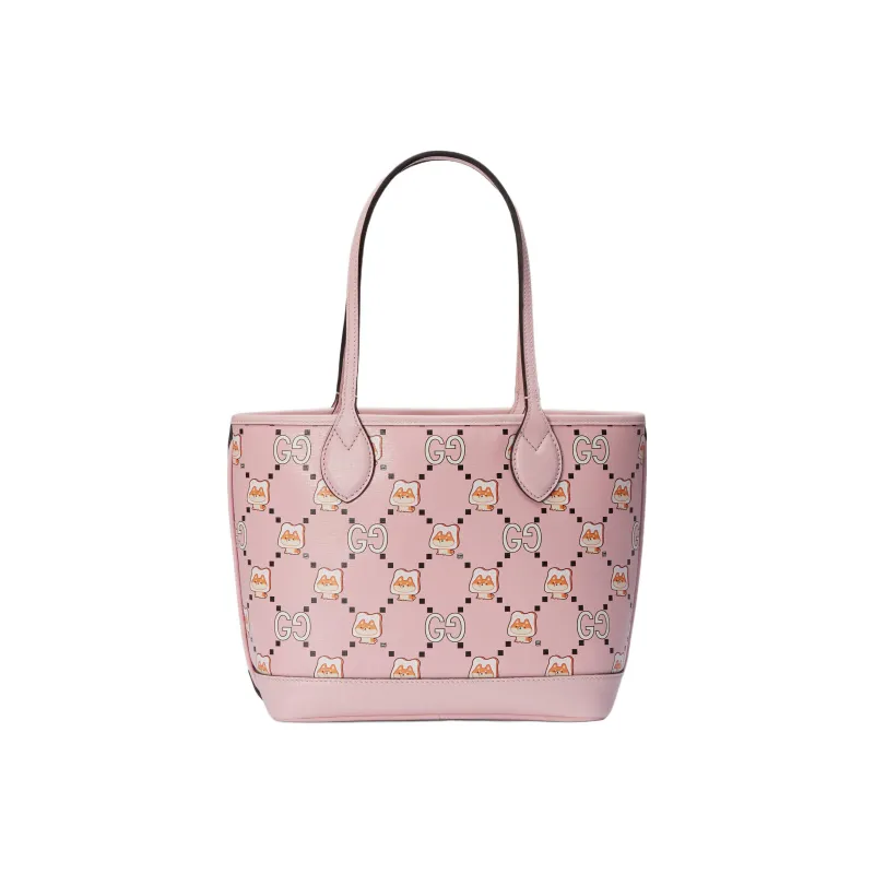 GUCCI Leather Tote Bag, Shopping Bag, Handbag Trumpets Women's Pink-3
