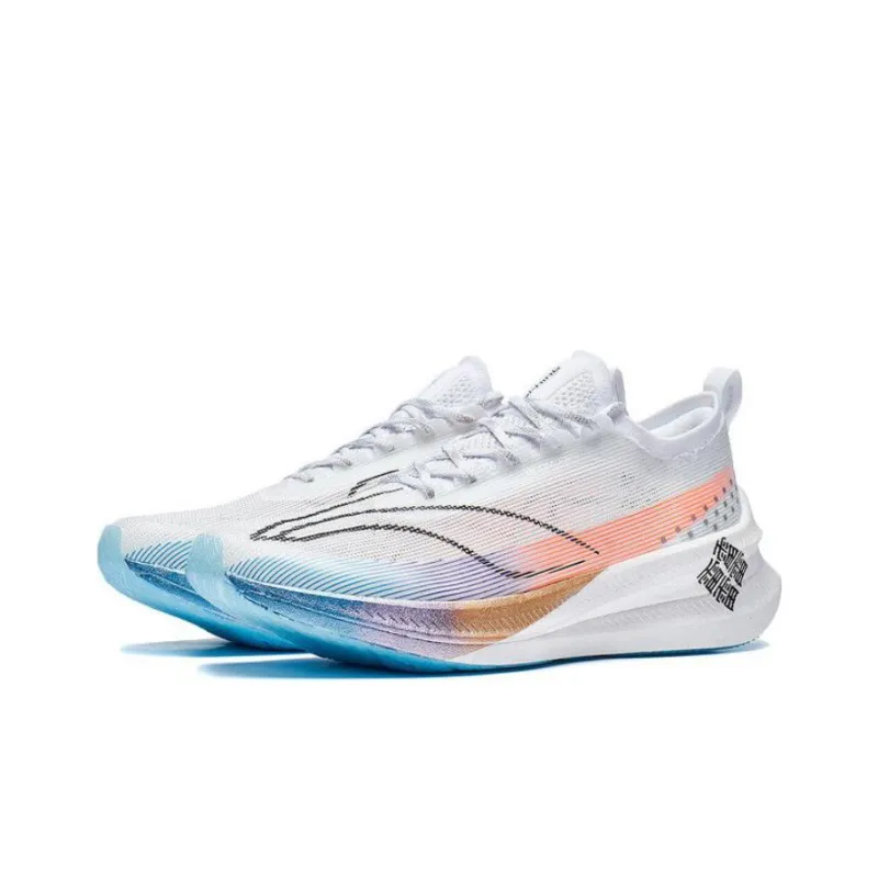 LiNing Feidian 3 Elite Durable Breathable Low Top Running Shoes Unisex White Pink Blue-2