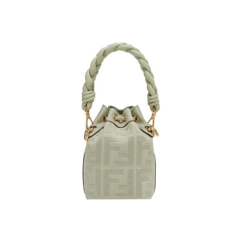 FENDI Mon Tresor Canvas Bucket Bags Shoulder Bag Crossbody Bag Handbag Small Size Women's Light Green-2