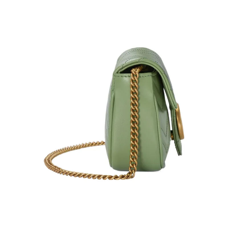 GUCCI GG Marmont Leather Shoulder Bag, Crossbody Bag Extra Mini Women's Green-3