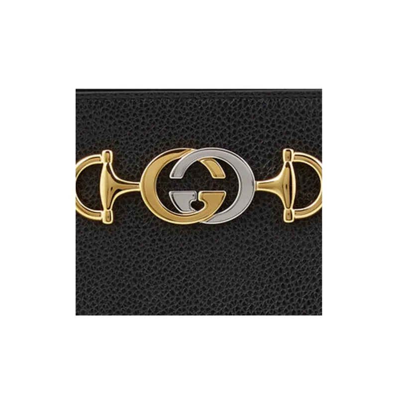 GUCCI Zumi Grained Leather Clutch Large Size Women's Black-3