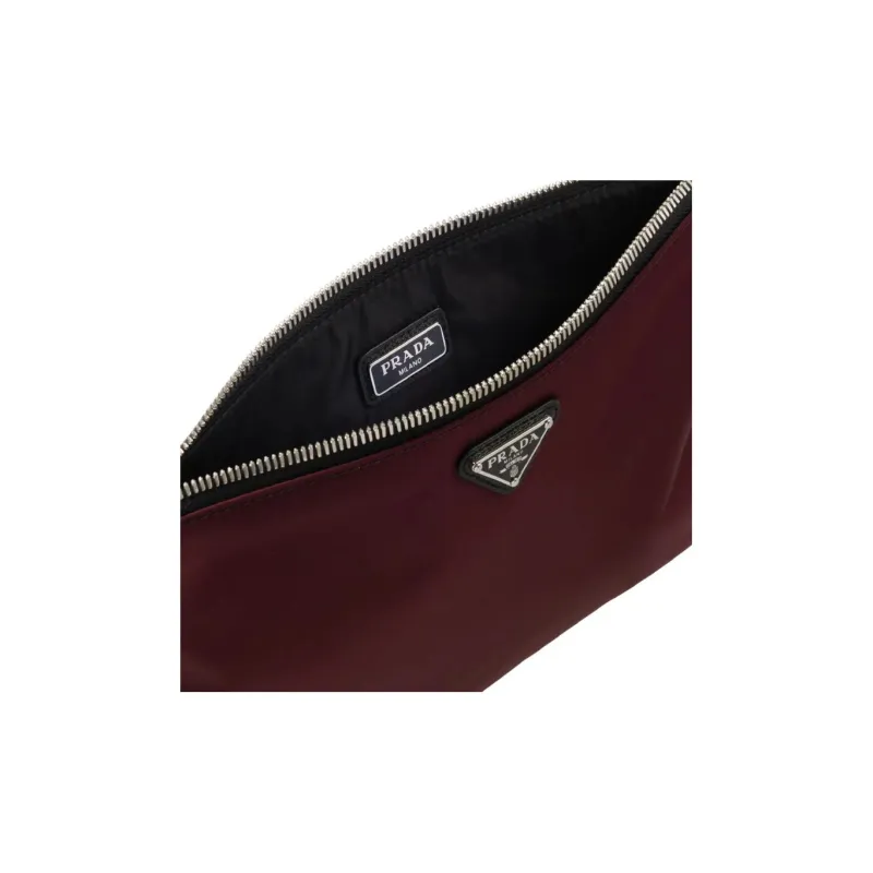 PRADA Saffiano Leather Clutch Men's Dark Red-3