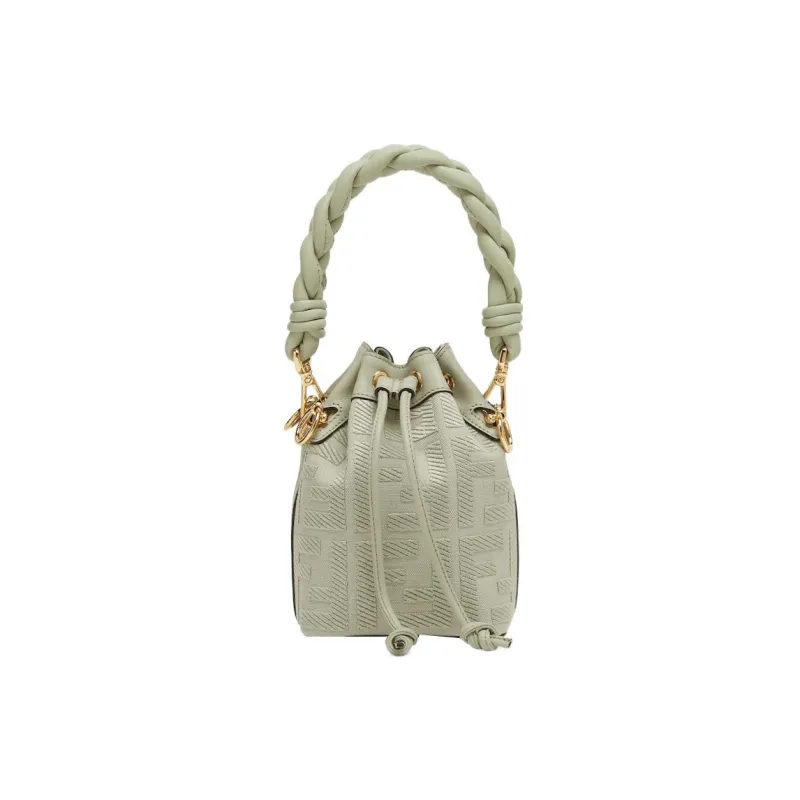FENDI Mon Tresor Canvas Bucket Bags Shoulder Bag Crossbody Bag Handbag Small Size Women's Light Green-0
