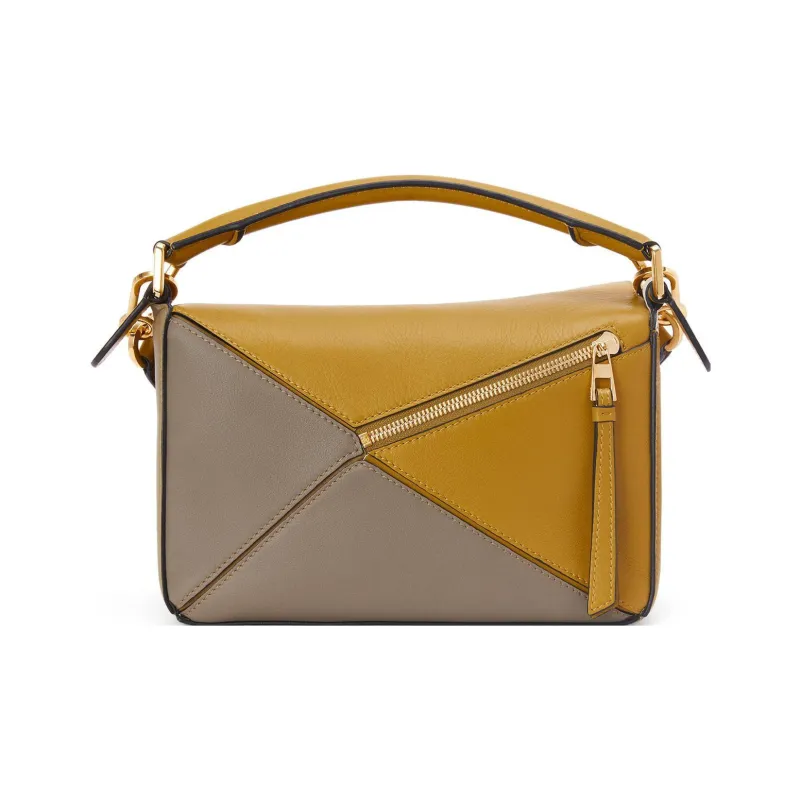 LOEWE Puzzle Calfskin Puzzle Bag Crossbody Bag Small Size Women's Yellow White Multicolor-2