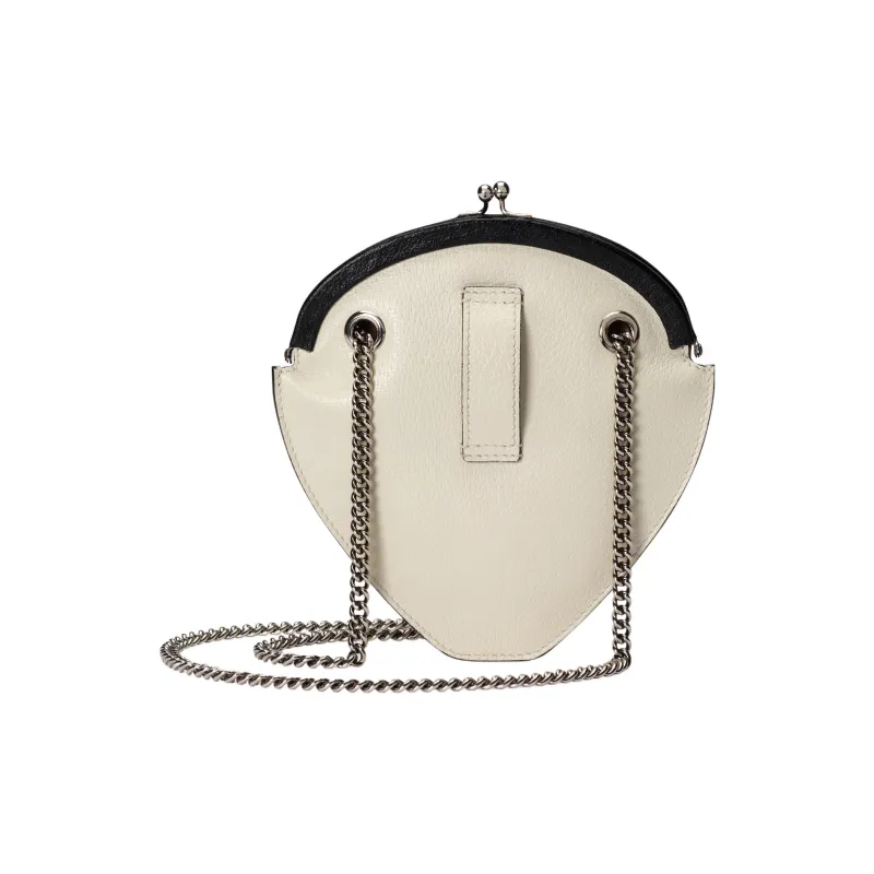 GUCCI Leather One Shoulder Crossbody Coin Purses Mini Women's White/Black-2