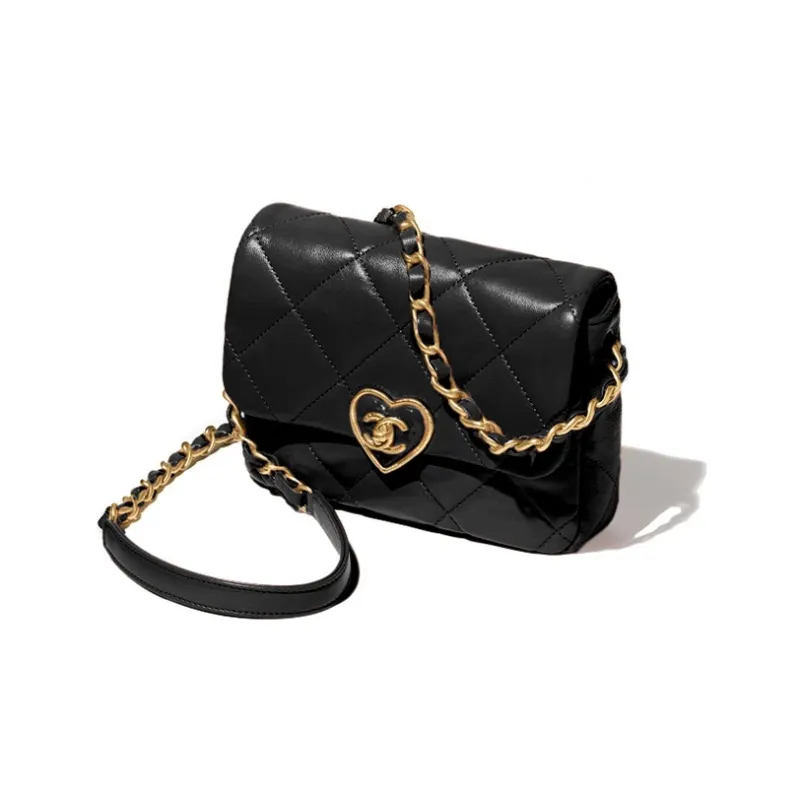 CHANEL Lambskin Shoulder Bag, Crossbody Bag Mini Women's Black-1