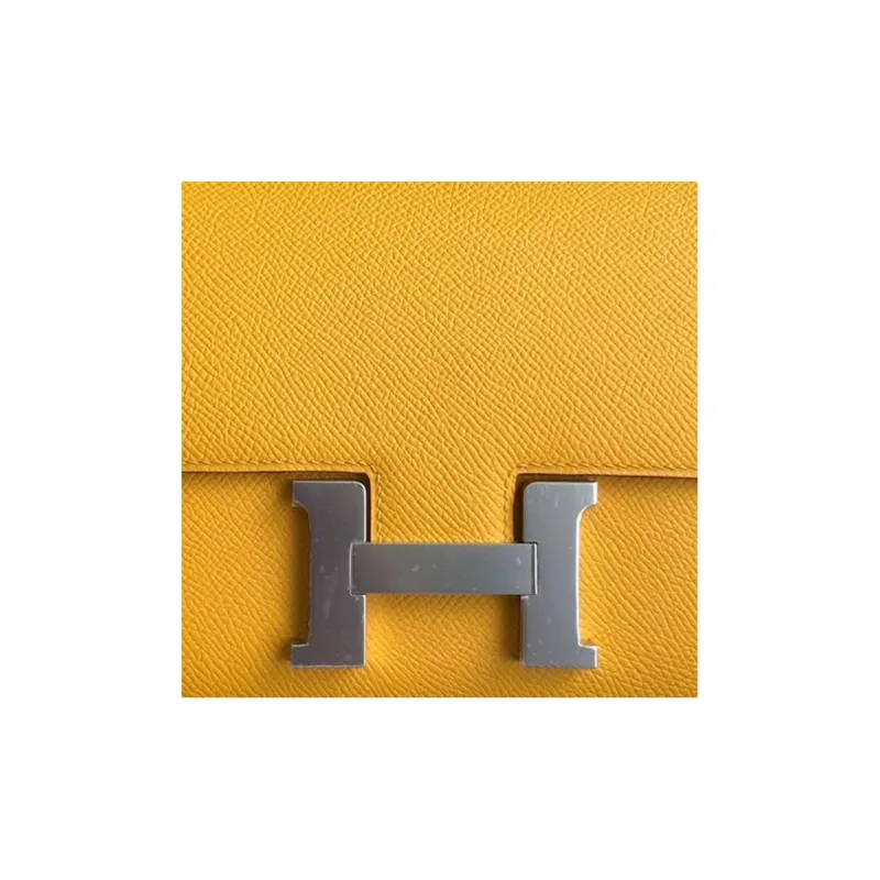 HERMES Constance Leather Shoulder Bag Crossbody Bag Mini Women's Amber Yellow/Lipstick Pink-2