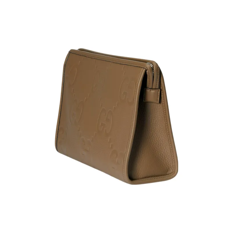 GUCCI Leather Clutch Men's Taupe-1