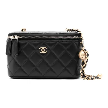 CHANEL Sheepskin Box Bag Shoulder Bag Crossbody Bag Women's Black