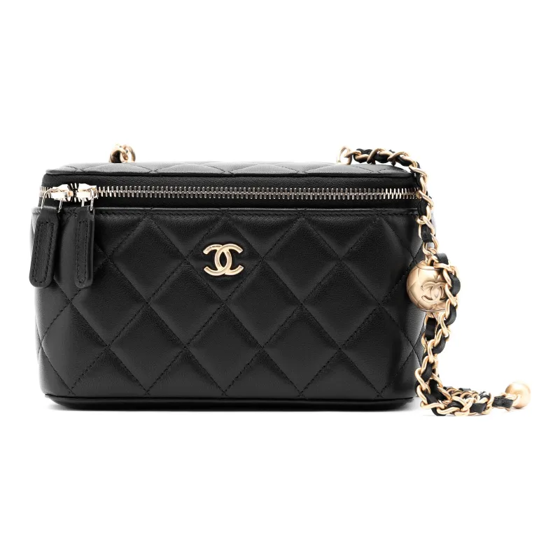 CHANEL Sheepskin Box Bag, Shoulder Bag, Crossbody Bag Women's Black-0