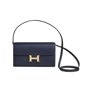 HERMES Evercolor Leather Handheld One Shoulder Wallet Crossbody Bag Women's 2Z Bleu Nuit Midnight Blue