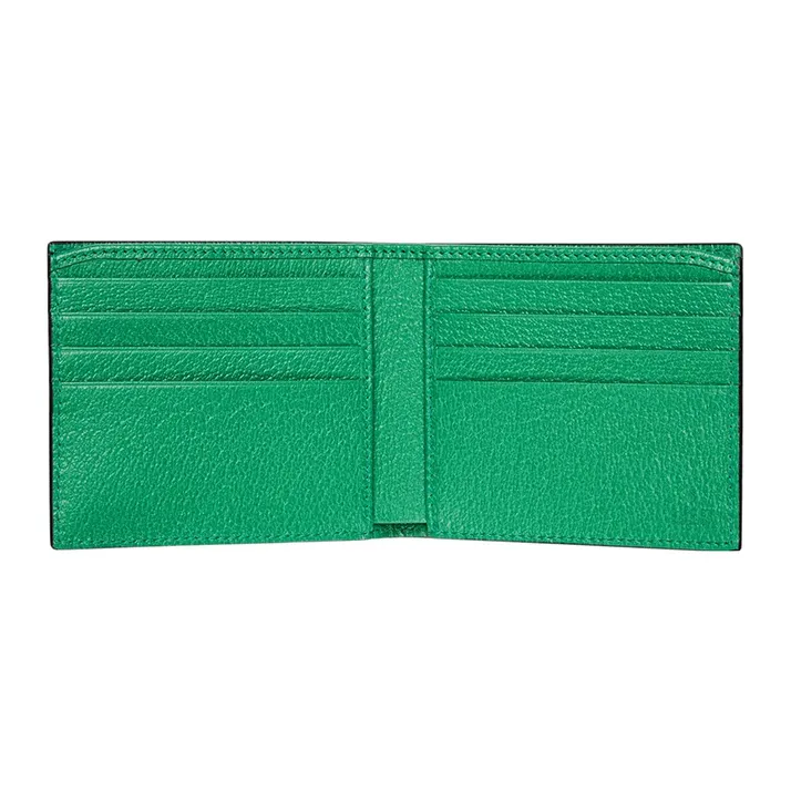 GUCCI Leather Card Holder Men's Black/Green-3