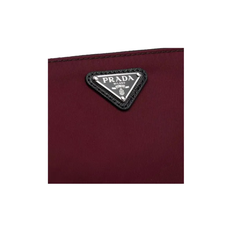 PRADA Saffiano Leather Clutch Men's Dark Red-2