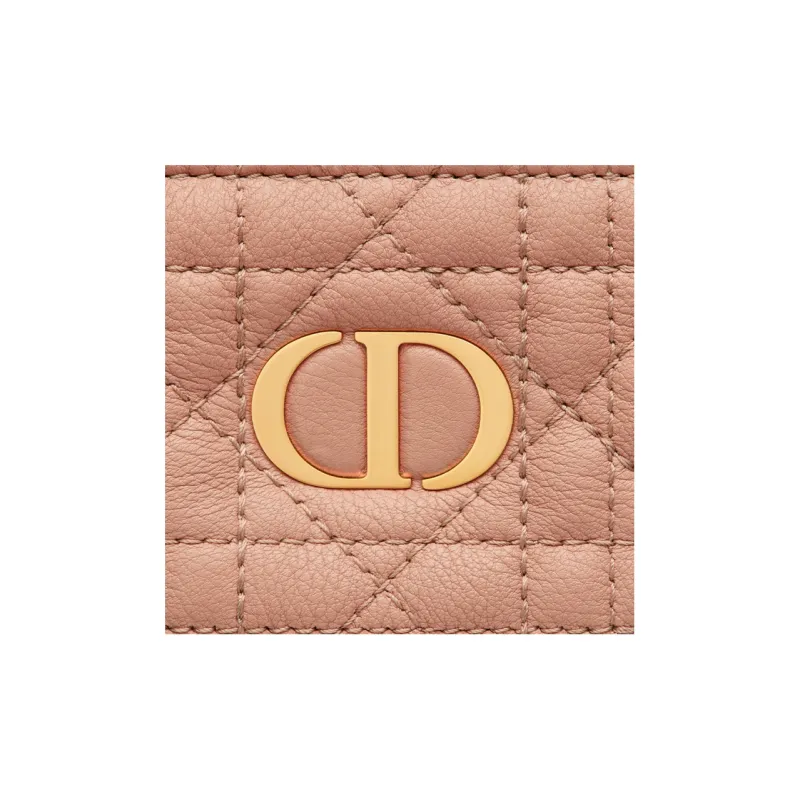 DIOR Caro Cannage Calfskin Key Pouch Women's Rose Pink-4