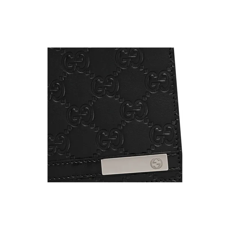 GUCCI Leather Wallet Men's Black-4