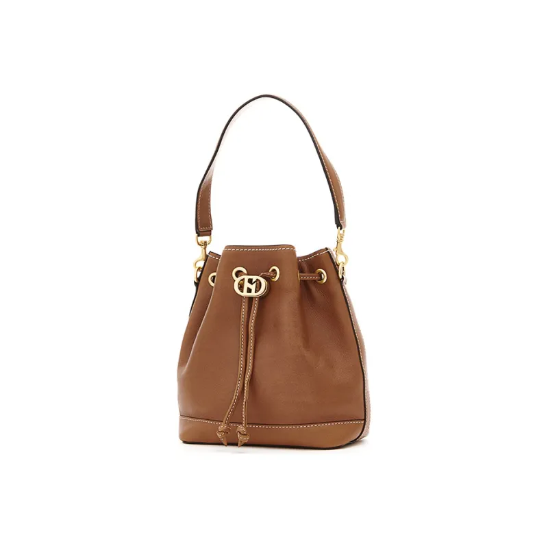 HAZZYS Cow Leather Handbag, Shoulder Bag, Crossbody Bag Medium Size Women's Dark Brown-2