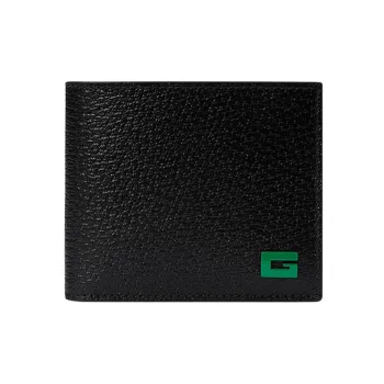 GUCCI Leather Card Holder Men's Black/Green