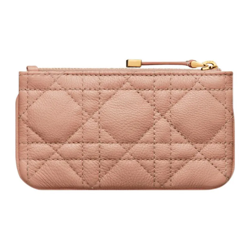 DIOR Caro Cannage Calfskin Key Pouch Women's Rose Pink-2