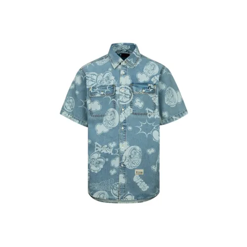 EVISU Shirts Men Denim Blue