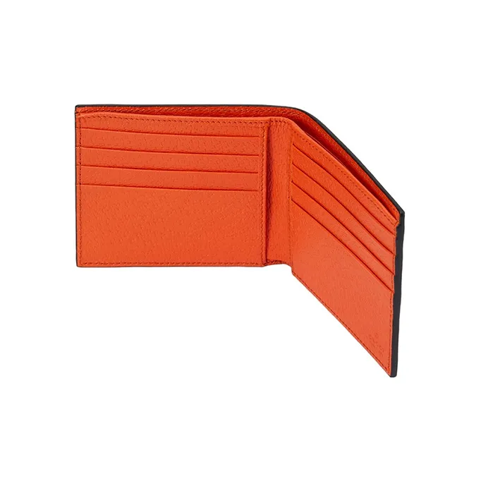 GUCCI Leather Card Holder Men's Black/Orange-4
