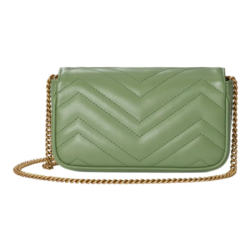 GUCCI GG Marmont Leather Shoulder Bag, Crossbody Bag Extra Mini Women's Green-1