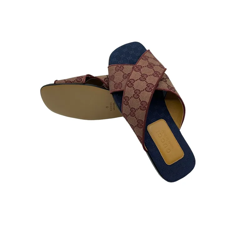 GUCCI Slide Slippers Men's Red Brown-4