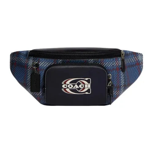 COACH Track Canvas With Leather Fanny Pack Medium Size Women's Navy