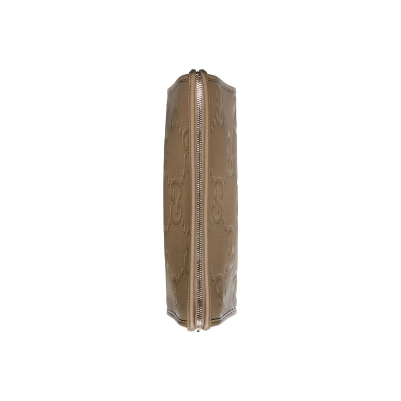 GUCCI Leather Clutch Men's Taupe-5
