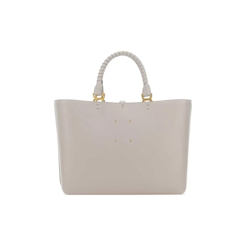 Chloe Marcie Grained Calfskin Tote Bag Shopping Bag Shoulder Bag Handbag Women's Gray-2