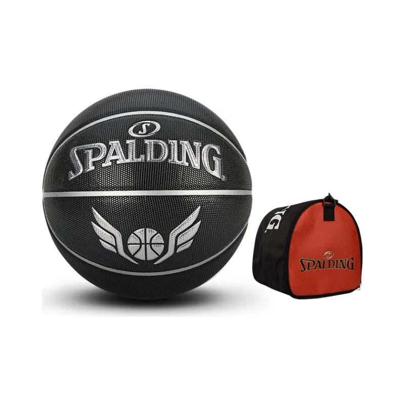 SPALDING PU Basketball Black Silver Size 7 Ball Training Unisex-10