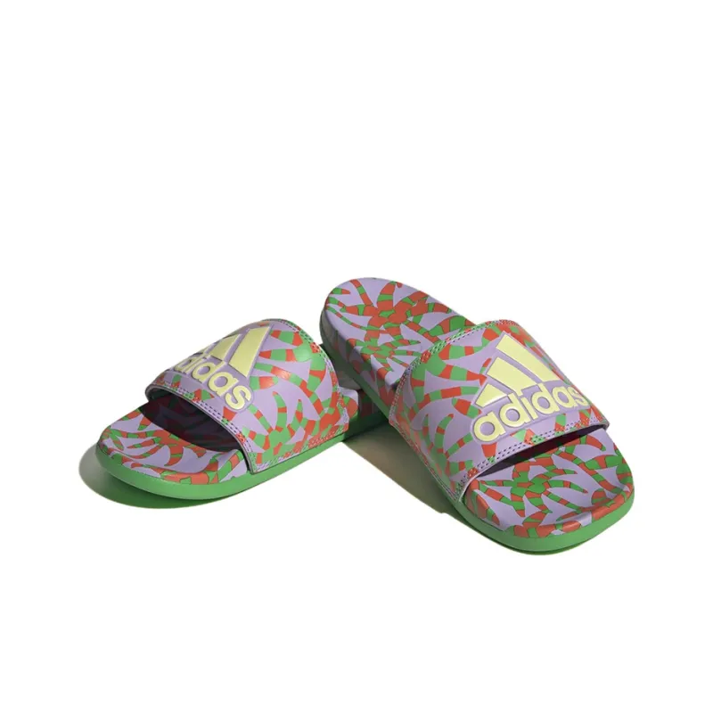 Adidas Adilette Comfort Sports Sandals Women's Purple Yellow-2
