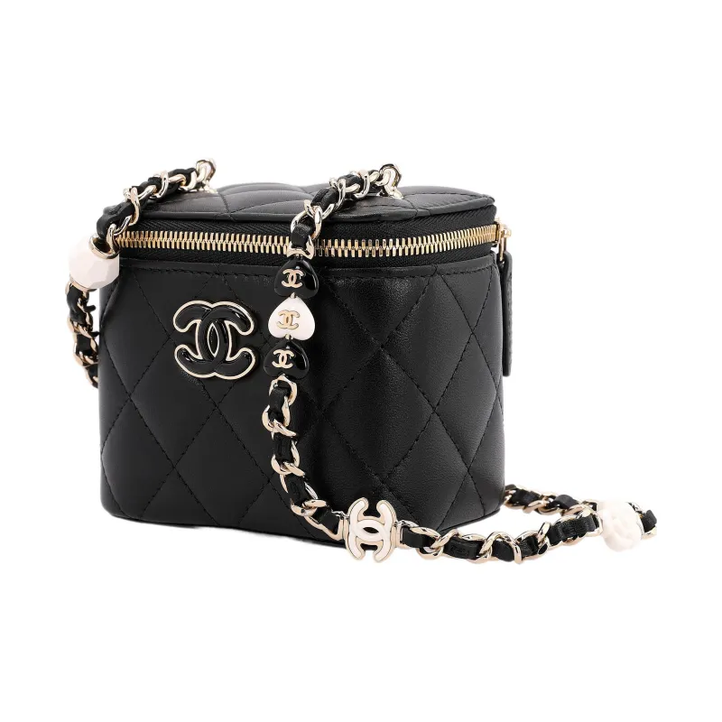 CHANEL Lambskin Box Bag, Shoulder Bag, Crossbody Bag, Clutch Trumpets Women's Black-3
