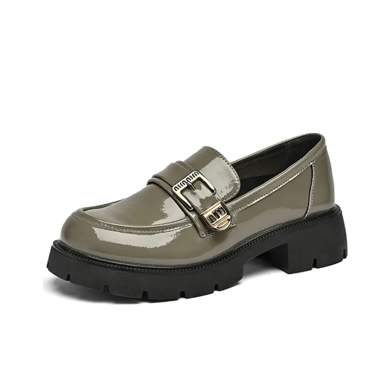 GEMEIQ Loafers Women's Low Top Black/Khaki Gray-2