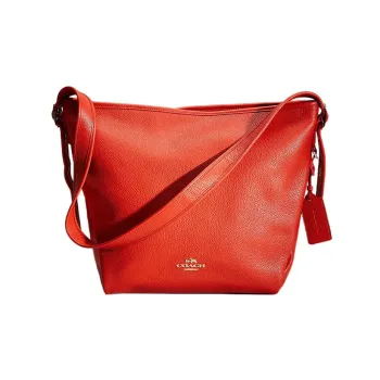 COACH Dufflette Pebbled Leather Tote Bag Shopping Bag Half Moon Bag Handbag Shoulder Bag Women's Cherry Red